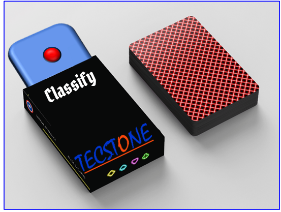 B Le boîtier électronique peut être glissé dans le paquet de cartes